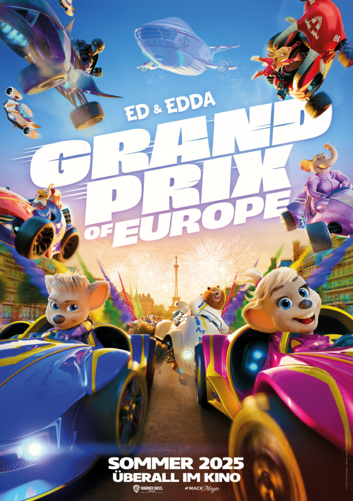 Im Sommer 2025 erscheint mit GRAND PRIX OF EUROPE ein rasantes und herzerwärmendes Animations-Abenteuer mit Ed & Edda, den bekannten und beliebten Maskottchen des Europa-Park © Europa-Park GmbH & Co Mack KG