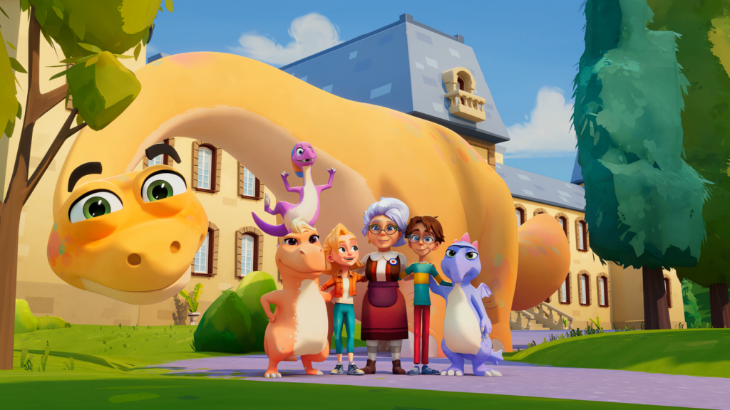 Ab dem 27. Januar 2026 startet die neue TV-Serie „DINO MATES – Ferien bei Madame Freudenreich“ exklusiv bei KiKA © Europa-Park GmbH & Co Mack KG